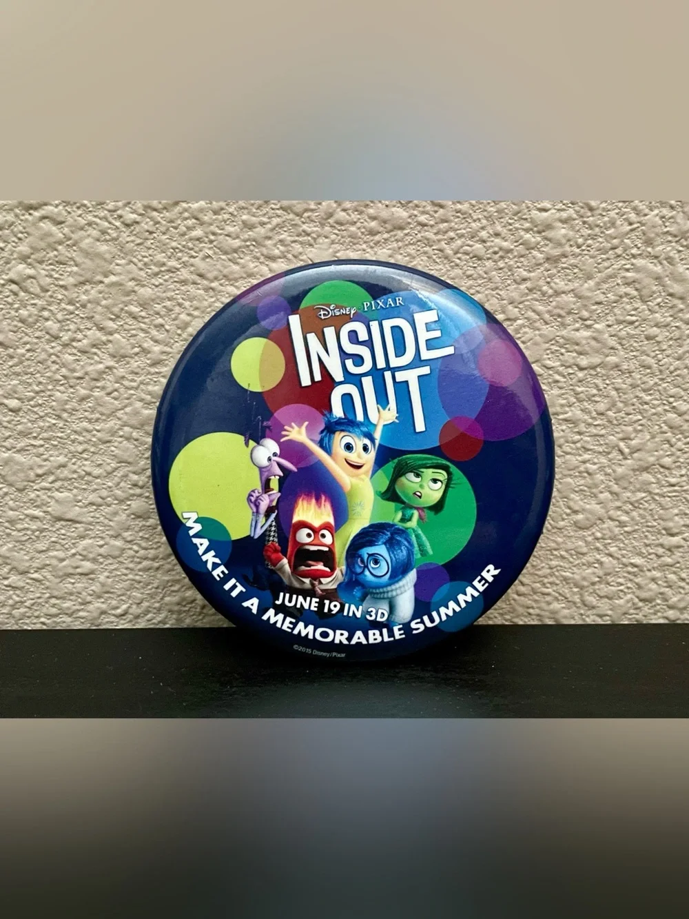 Disney Inside Out Multicolor Promotional Button Badge
